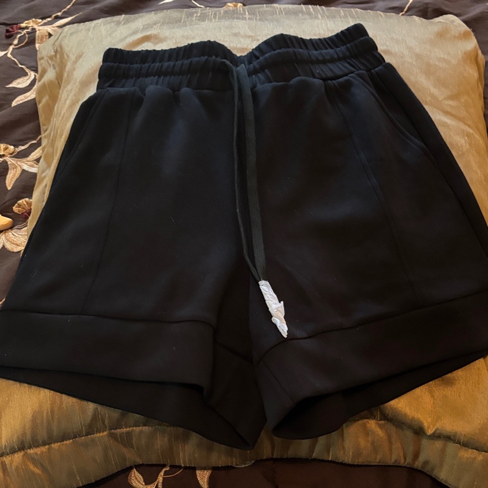 Women's Black Athletic Shorts with Drawstring
